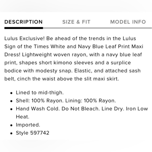 Lulus Dress Women’s Size Medium Sign of the Times Blue Leaf Print Maxi Dress - Picture 15 of 15